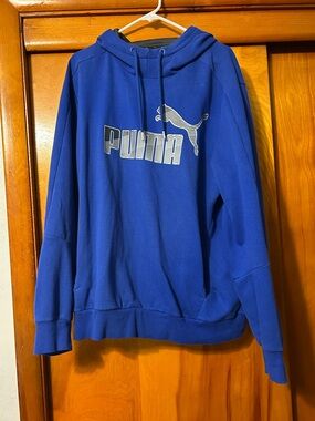 Puma Men's Royal Blue Crewneck Hoodie with Logo
